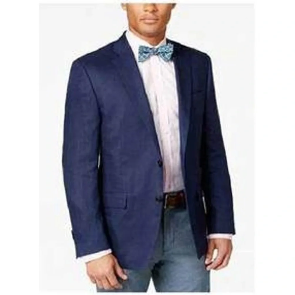 Claiborne Navy Blue Wool Blend Suit Jacket Blazer Sports Coat Two Button Men 40L